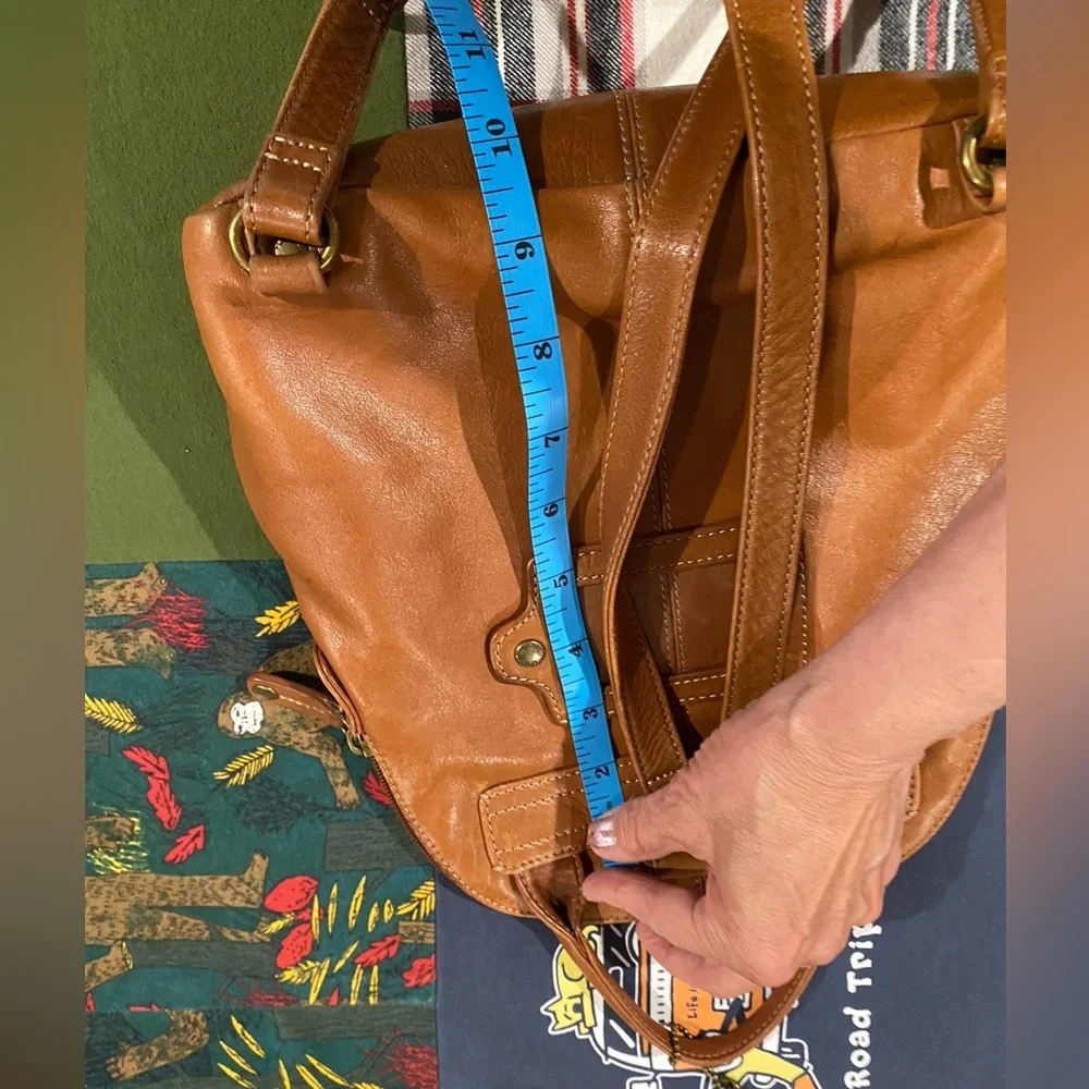 Set 2 Fossil Tan Leather Satchel Backpacks, 1 lg 1 sm